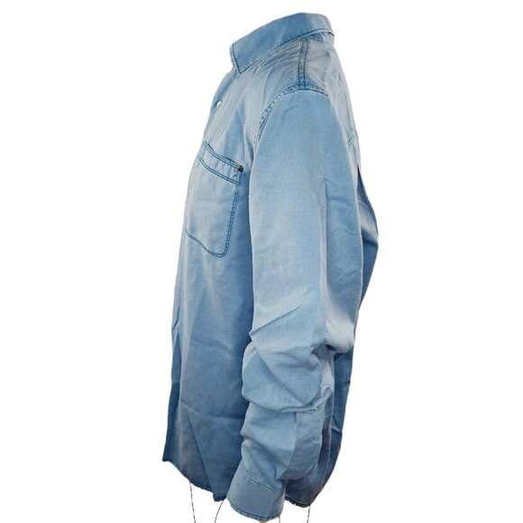 Tommy Bahama Men's Big & Tall 4XB Mambo Blue Tahitian Twill Long Sleeve Shirt - Picture 4 of 8